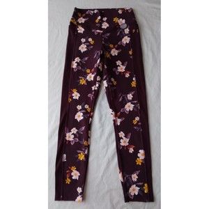 NWT PINK Ultimate Purple Floral High Waist 7/8 Ankle Legging Womens Size Small